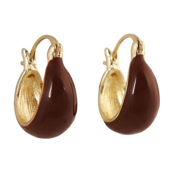Brown hoop earrings A1102 - Picture 1 of 4